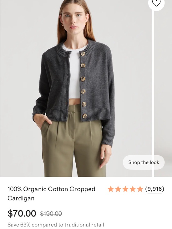 Quince Sweaters - Quince Charcoal Organic Cotton Cropped Cardigan